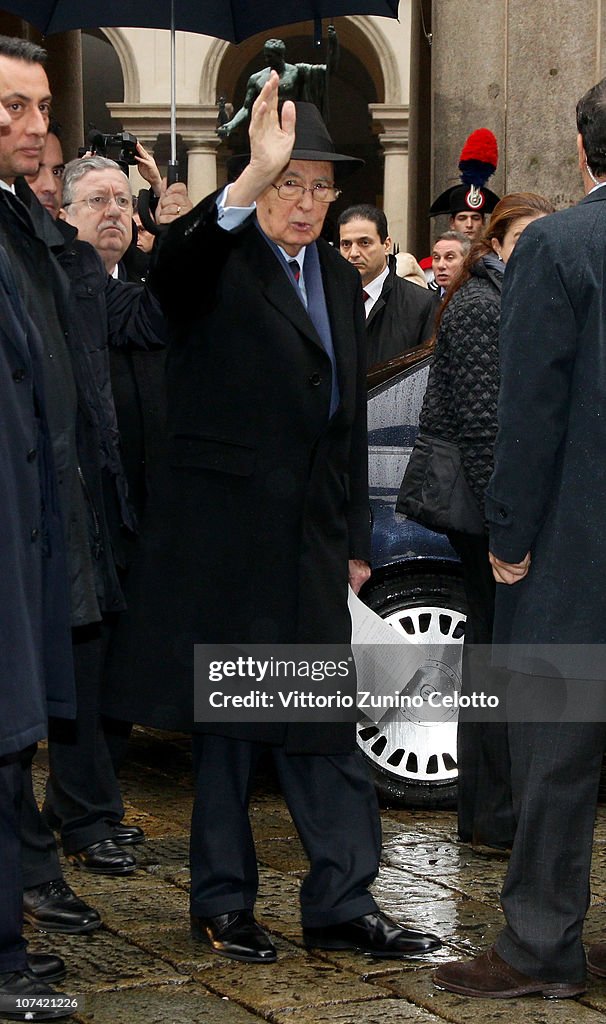 Italian President Giorgio Napolitano Visits The Pinacoteca Di Brera