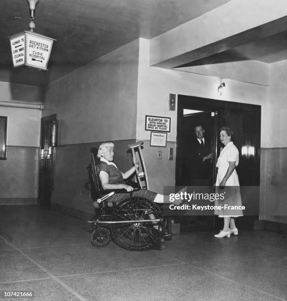 Rochester, Mayo Clinic, A Patient In A Wheel Chair At Minnesota In Usa