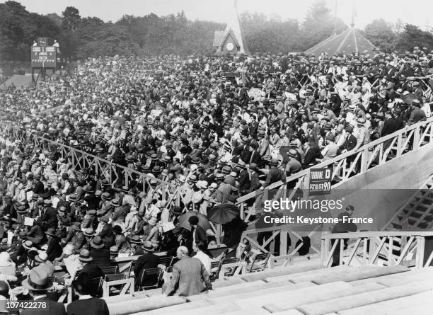 Crowd In Tribune At Roland Garros Stadium In Paris
