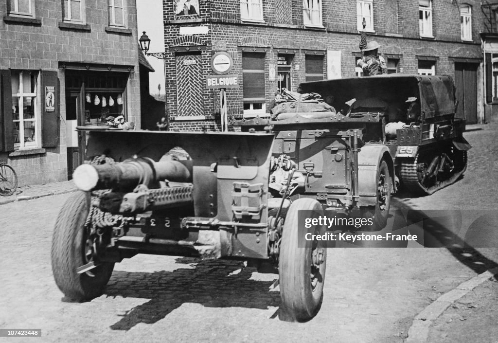 British Troops Crossing The Belgian Frontier In Belgium On May 1940