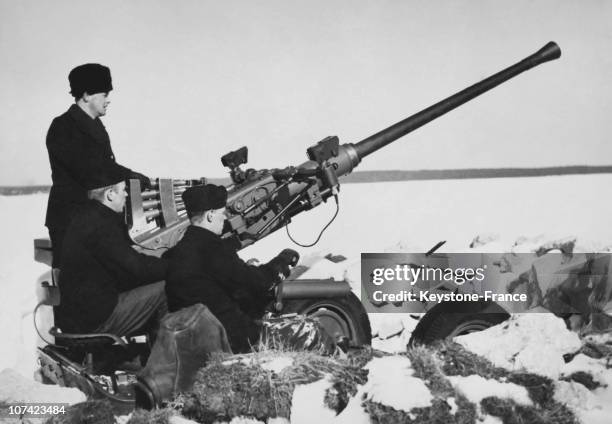 Antiaircraft Gun At Gotland Island In Sweden On March 1940