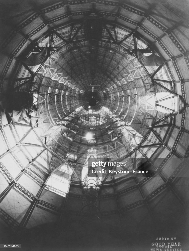 Akron, Interior Of The Framework Of The Uss Macon In Ohio In Usa