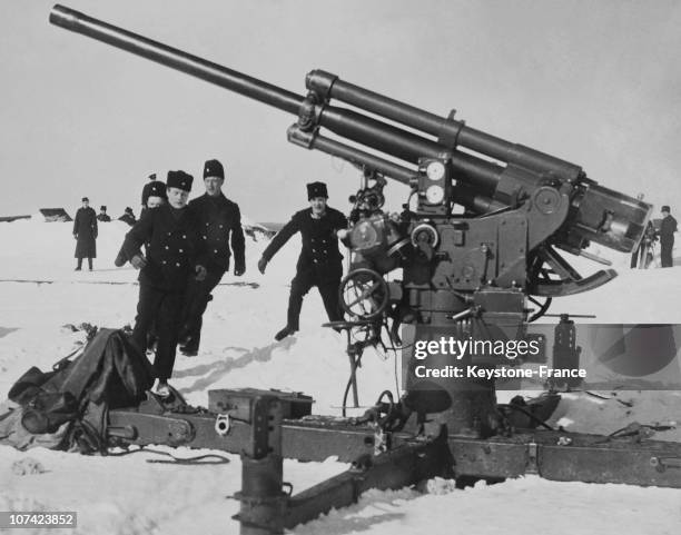 Cannon Of The Coast Defence At Gotland Island In Sweden On March 1940