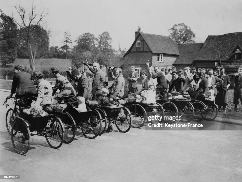 Baby Carrying Tricycles Race At Chalfont St Giles In England On May 1932