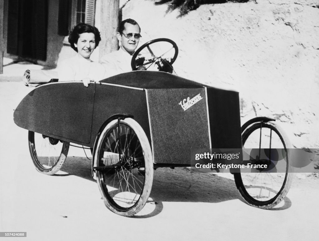 Couple In A Velocar During The Twenties