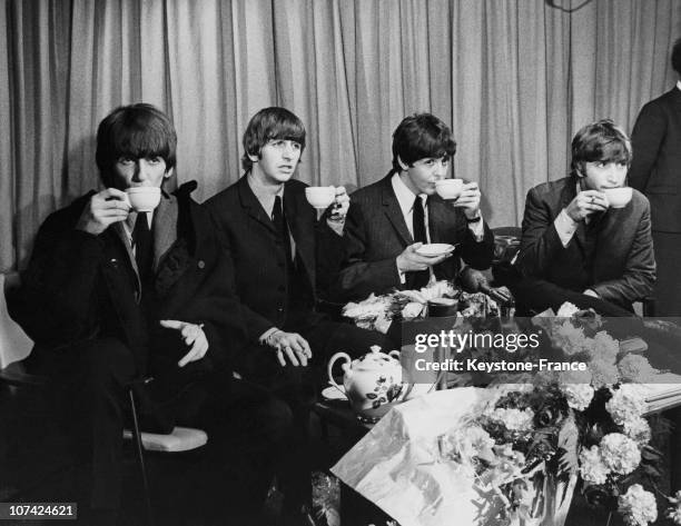 The Beatles Back From Their Australian Tour, Tea Time At London In England On July 2Nd 1964