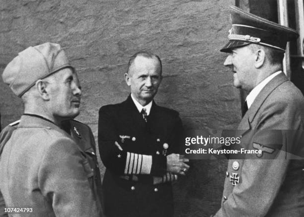 Hitler, Mussolini And Admiral Doenitz After The Assassination Attempt In Germany On July 22Nd 1944