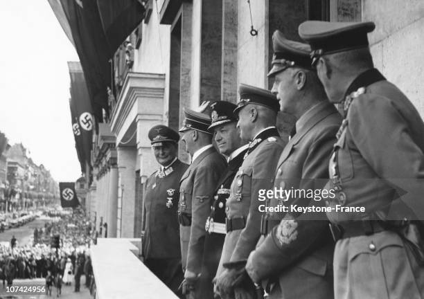 Ribbentrop, Raeder, Hitler And Goring At The Balcony Of Reichskanzlei At Berlin In Germany On July 6Th 1940