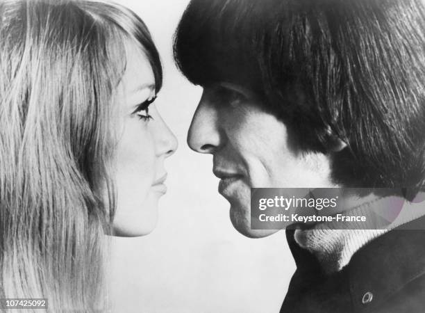 Georges Harrison With The Model Pattie Boyd At Their Wedding At London In England On January 21St 1966