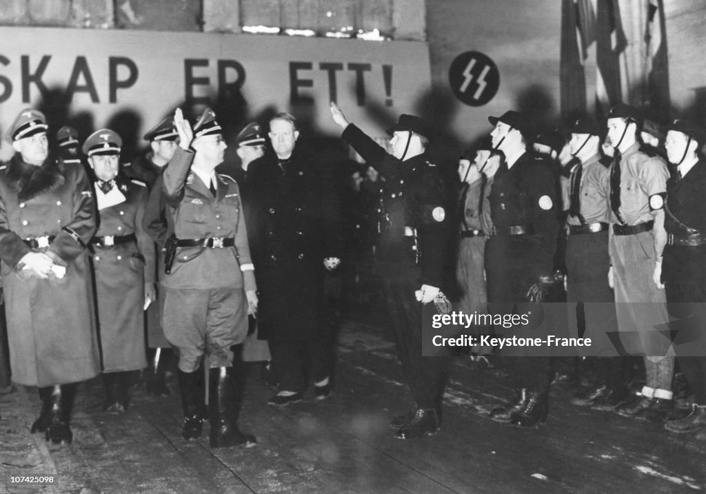 Himmler Making The Nazi Salute At Oslo In Norway On January 2Nd 1941