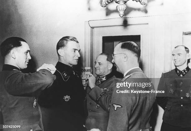 Himmler And Sepp Dietrich Decorating A Ss Chief In Holland On February 18Th 1944