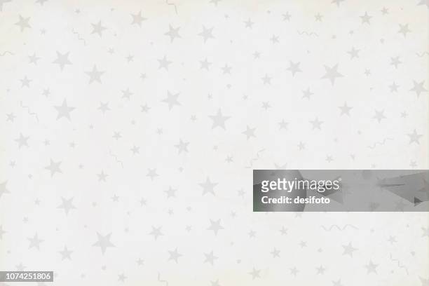 stockillustraties, clipart, cartoons en iconen met witte grunge vectorillustratie van de achtergrond van een sterrenhemel partij in vintage bleke kleur wit met zilveren sterren wervelingen, sterren, confetti helemaal - 2018 new year vector