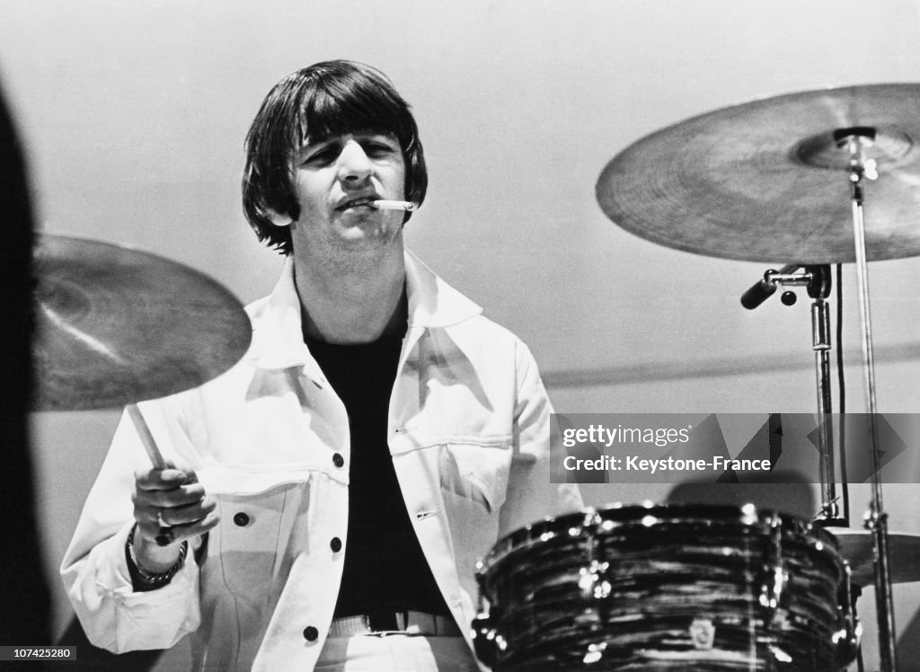 Ringo Starr Playing Drums At London In England On August 2Nd 1965