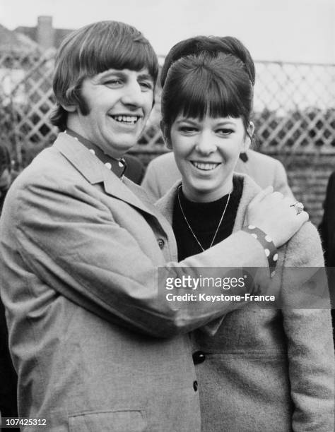 Portrait Of Ringo Starr And His Bride Mary Cox At Brighton In England On February 22Nd 1965