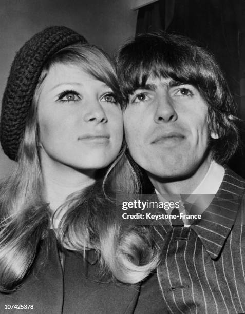 Portrait Of George Harrison And His Bride Patti Boyd At London In England On January 22Nd 1966