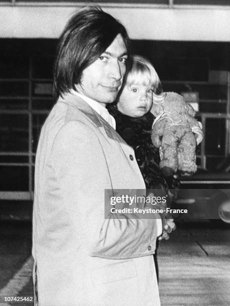 Charles Watts With His Daughter Seraphina At London Airport In United Kingdom On October 17Th 1969