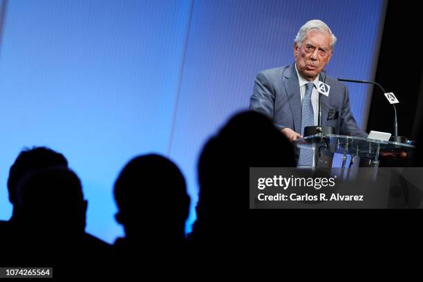 Mario Vargas Llosa attends '40 Años de Diplomacia en Democracia. Una Historia de Exito' exhibition at Casa de America on November 29, 2018 in Madrid,...