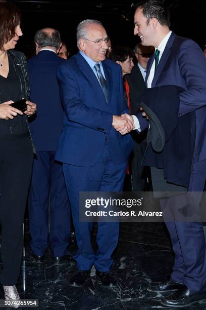 Alfonso Guerra attends '40 Años de Diplomacia en Democracia. Una Historia de Exito' exhibition at Casa de America on November 29, 2018 in Madrid,...