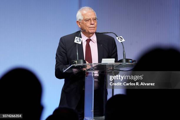 Spanish Foreign Minister Josep Borrell attends '40 Años de Diplomacia en Democracia. Una Historia de Exito' exhibition at Casa de America on November...