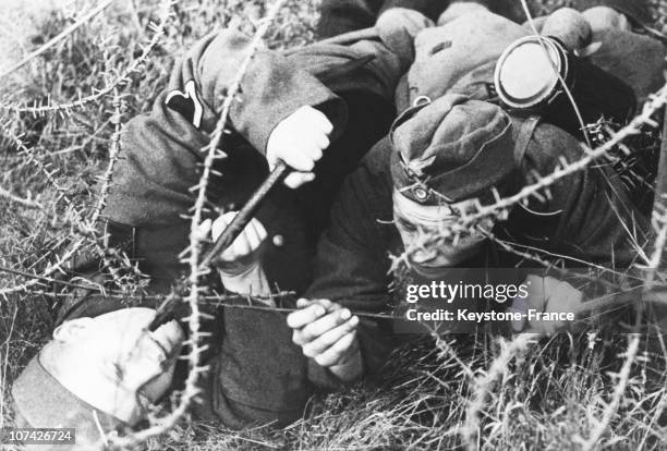 German Scout Cutting Barbwires On January 21St 1940