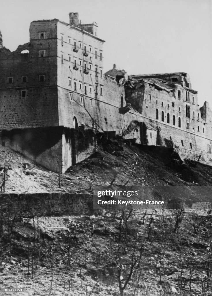 View After The Bombing In Italy On Mount Cassino-February 24Th 1944