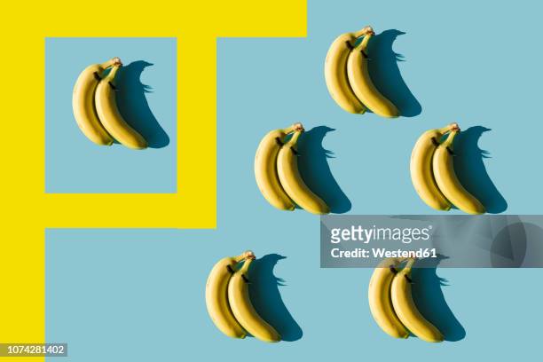 3d rendering, bananas with fake eyelashes and a couple backwards composition - side by side stock illustrations