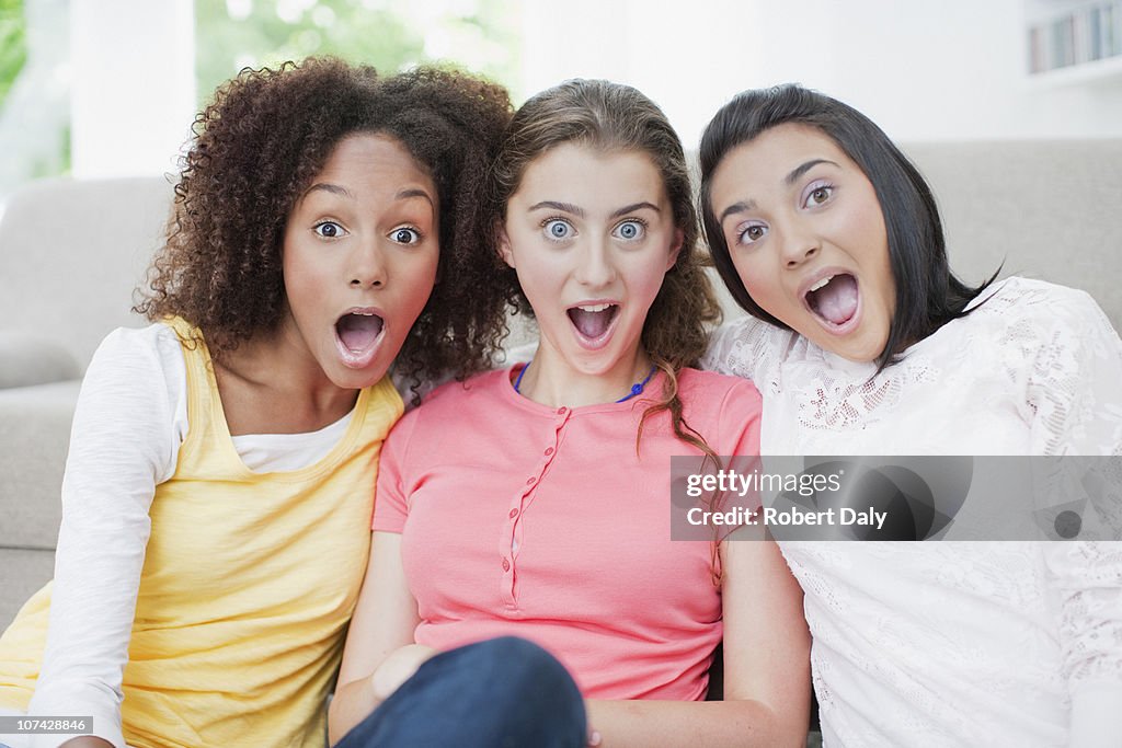 Surprised teenage girls