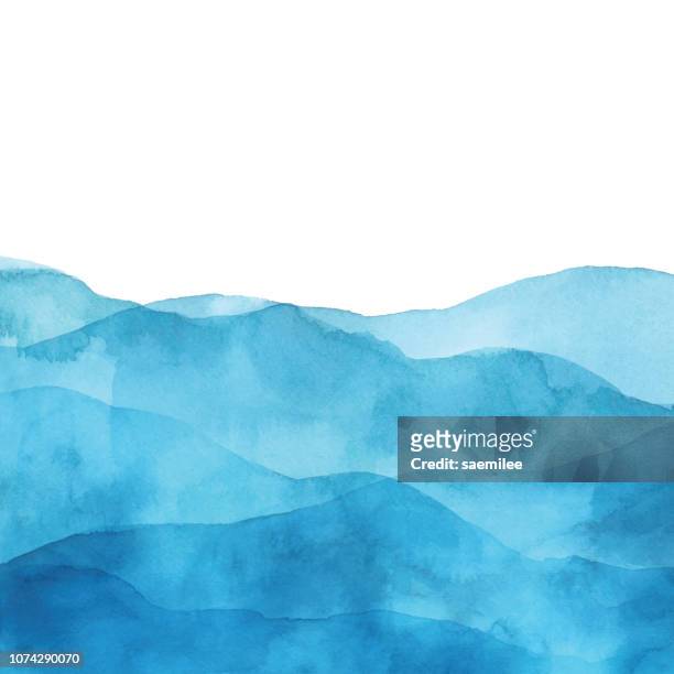 light blue watercolor background with waves - drawing activity stock illustrations