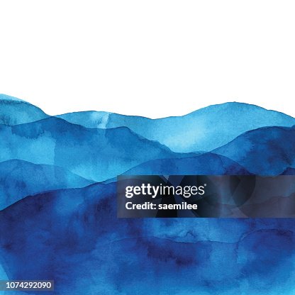 Blue Watercolor Background With Waves Blue Watercolor Background With Waves