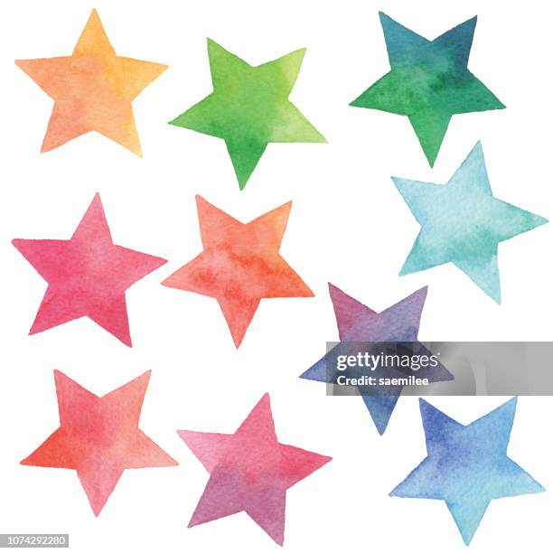 aquarell gradient stars - stern weltall stock-grafiken, -clipart, -cartoons und -symbole