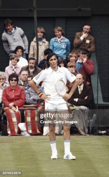 6th Seed Ilie Nastase of Romania reacts as the crowd look on during his Mens Singles quarter final defeat against Bjorn Borg of Sweden during the...