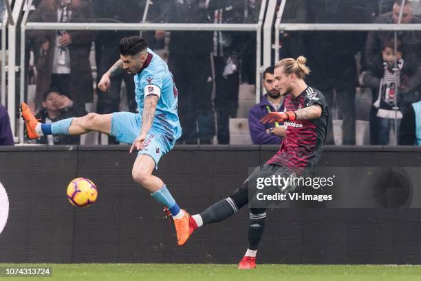 Jose Ernesto Sosa of Trabzonspor, goalkeeper Loris Sven Karius of Besiktas JK during the Turkish Spor Toto Super Lig football match between Besiktas...