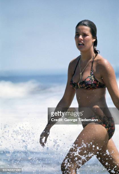 Princess Caroline coming out of the water near the 26th Avenue beach during a visit to her grandmother Grace Kelly's home in Ocean City, Ocean City,...