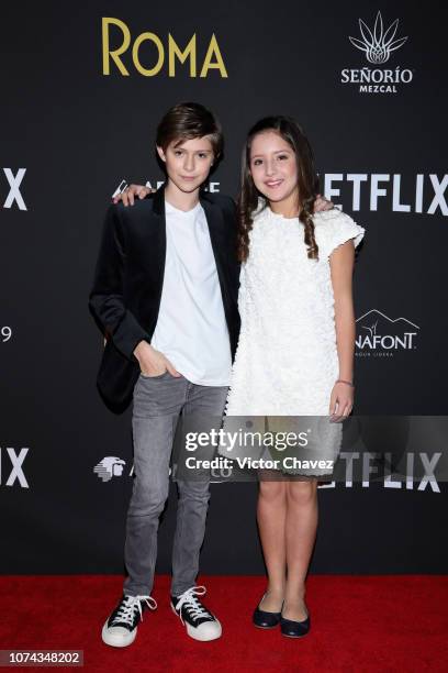 Carlos Peralta and Daniela Demesa pose during the premiere of the Netflix movie Roma at Cineteca Nacional on December 18, 2018 in Mexico City, Mexico.