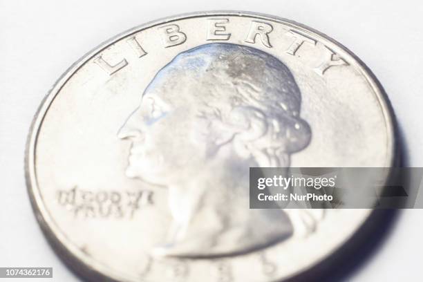 Quarter Dollar coin seen in Warsaw on December 18, 2018.