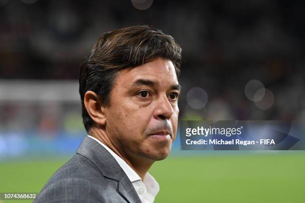 Marcelo Gallardo, Manager of River Plate looks dejected following defeat in the FIFA Club World Cup UAE 2018 Semi Final Match between River Plate and...