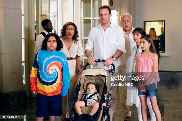 There's Never Enough Time" Episode 113 -- Pictured: Rahm Braslaw as Louie, Sarayu Blue as Emet, Paul Adelstein as David, Brian George as Sonny,...
