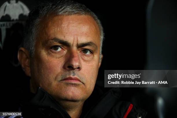 Jose Mourinho the head coach / manager of Manchester United during the UEFA Champions League Group H match between Valencia and Manchester United at...