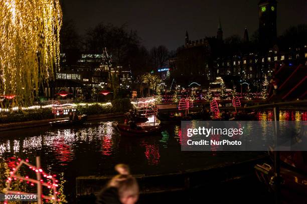 View of Tivoli Gardens, in Copenhagen, Denmark, on December 14, 2018. Christmas in Tivoli Gardens is tradition amongst Copenhageners and without...