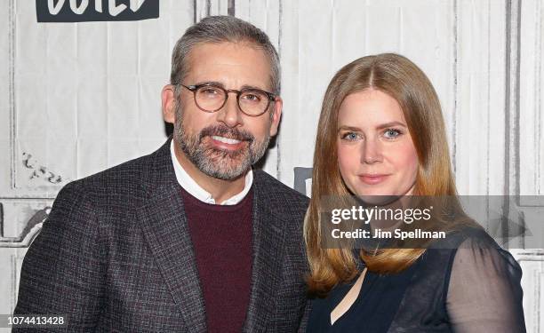 Actors Steve Carell and Amy Adams attend the Build Series to discuss "Vice" at Build Studio on December 19, 2018 in New York City.