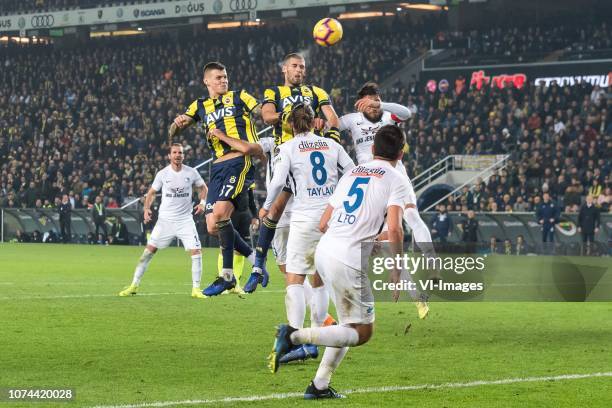 Martin Skrtel of Fenerbahce SK, Islam Slimani of Fenerbahce SK, Taylan Antalyali of Büyüksehir Belediye Erzurumspor, Leo Schwechlen of Büyüksehir...