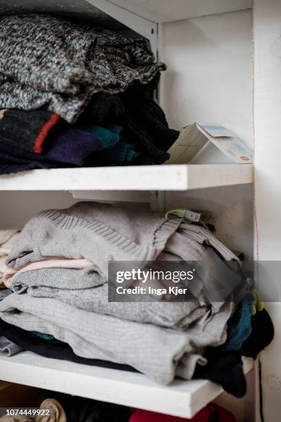 Berlin, Germany A moth trap stands next to wool pullovers in a closet on October 28, 2018 in Berlin, Germany.