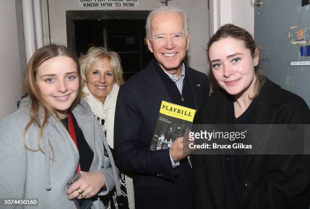 Finnegan Biden, Jill Biden, Joe Biden and Naomi Biden pose backstage at the hit play based on the classic Harper Lee novel "To Kill a Mockingbird" on...