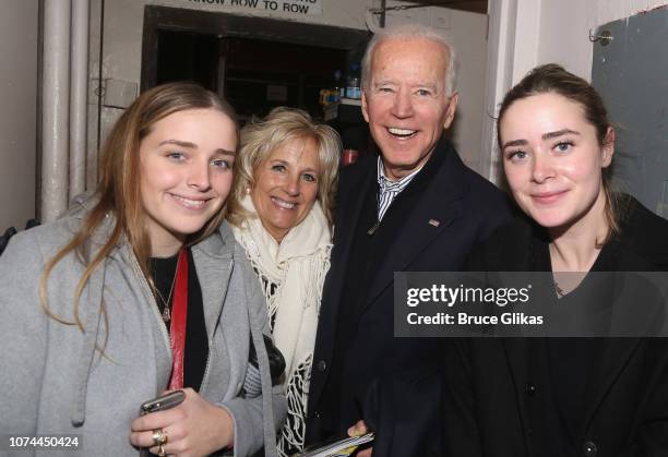 Finnegan Biden, Jill Biden, Joe Biden and Naomi Biden pose backstage at the hit play based on the classic Harper Lee novel "To Kill a Mockingbird" on...