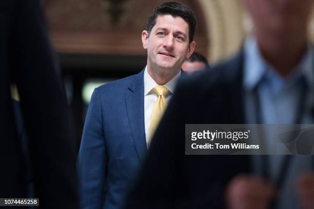 Speaker Paul Ryan, R-Wis., leaves the House floor in the Capitol on December 20, 2018.