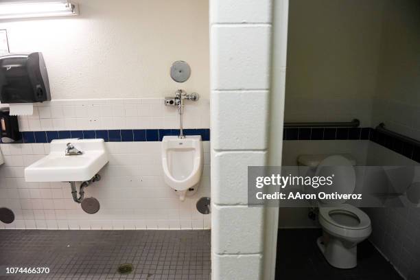 The middle school wing boys bathroom has just one urinal and one toilet to service some 50 students daily at Sierra Grande K-12 on Tuesday, December...