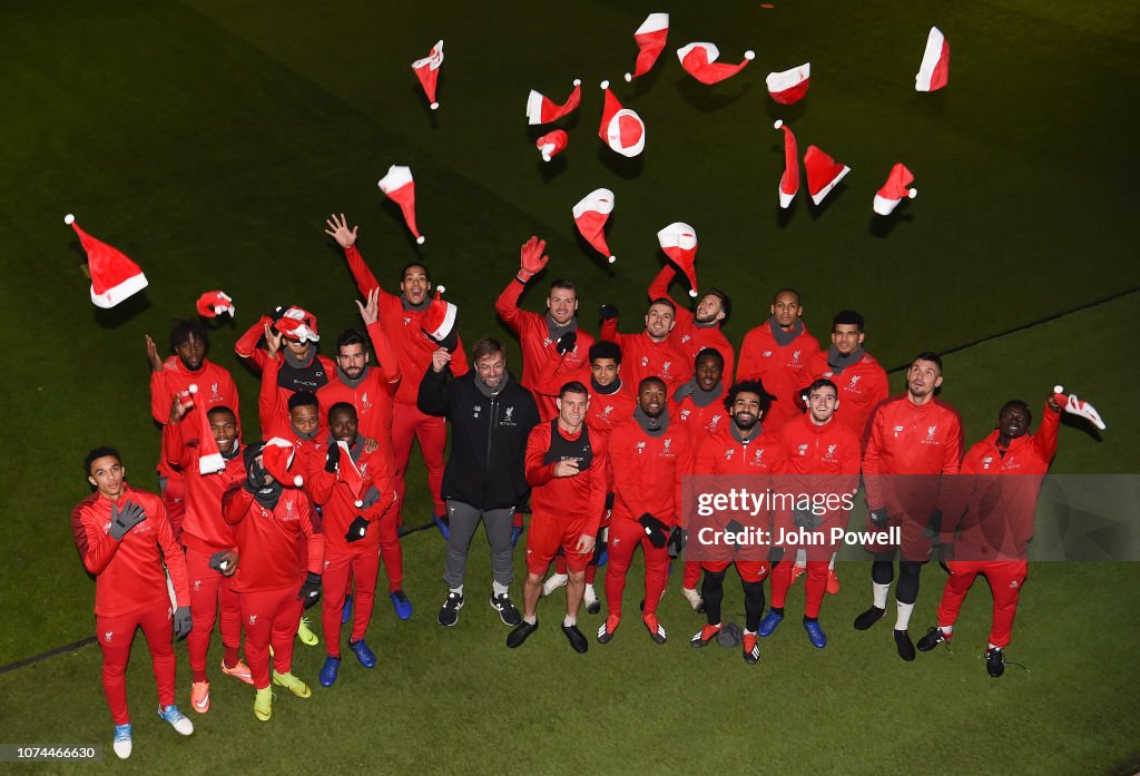 Liverpool Players Pose For Annual Christmas Photo