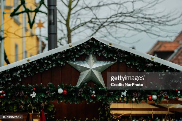 Chrsitmas star. Christmas Market in the Northern Bavarian town of Bayreuth
