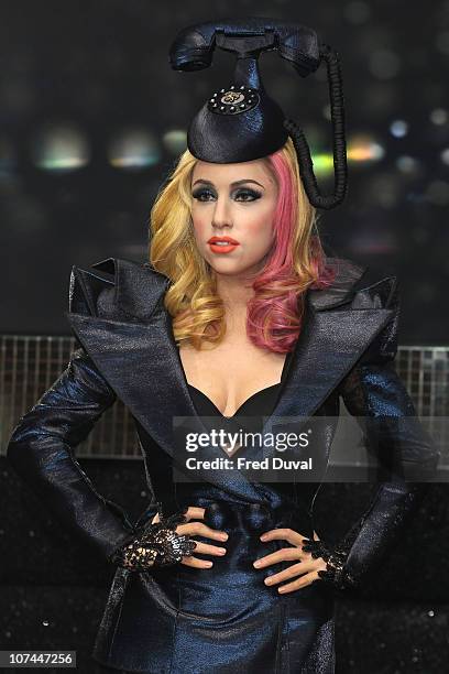 Waxwork of Lady Gaga is unveiled at Madame Tussauds on December 9, 2010 in London, England. The waxwork replicates the custom-made Philip Treacy hat...