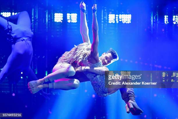 Helene Fischer and Thomas Seitel perform live on stage during the Bambi Awards 2017 show at Stage Theater on November 16, 2017 in Berlin, Germany.